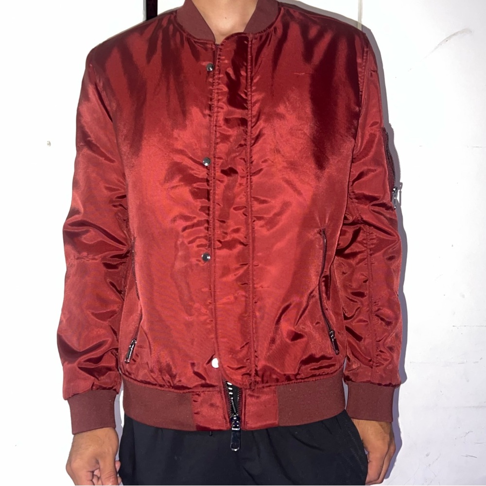 H&M Men's Deep Red Bomber Jacket
